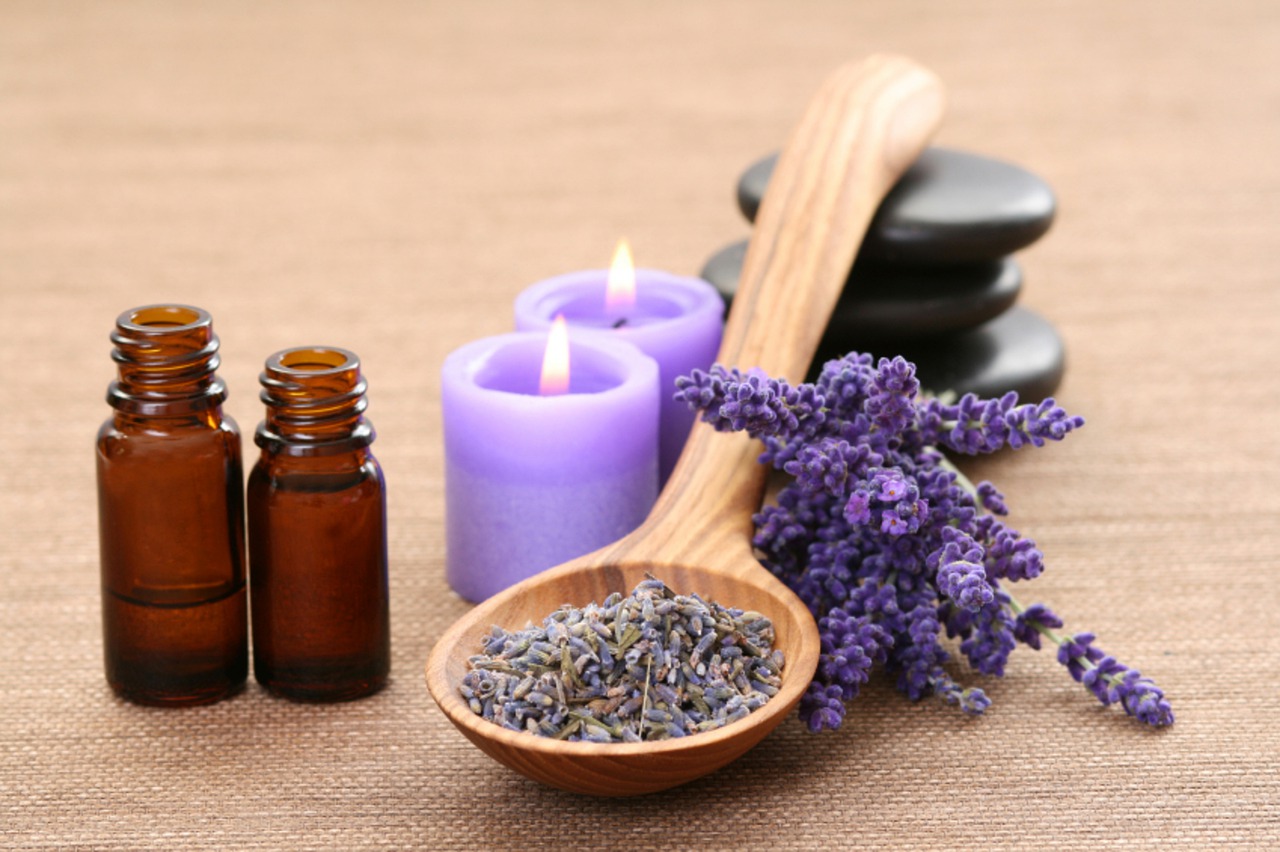 lavender with purple candles
